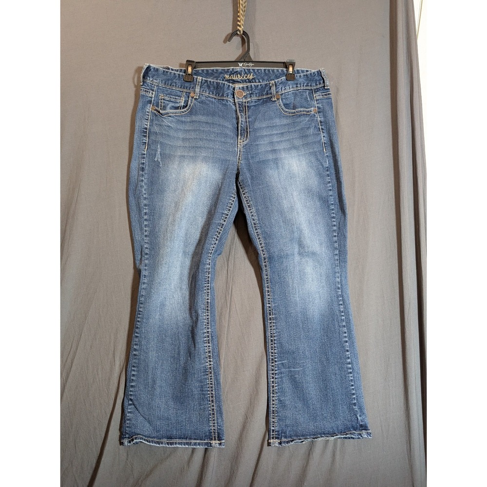 Maurices Womens Original Boot Cut Jeans Blue Wash Denim 22‎ Short